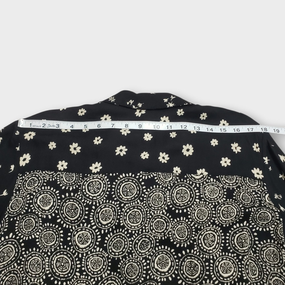 VTG Carole Little Mixed Print Patchwork Button Front Tunic Blouse Black White 14 - Picture 11 of 13